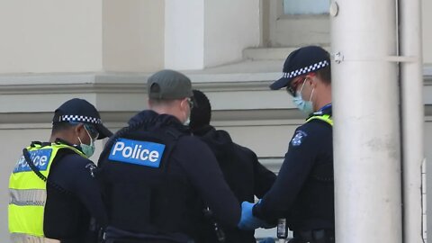 Man is Arrested and Searched #CMFEU PROTEST MELBOURNE 23/09/21