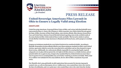 Lawsuit Filed Against the State of Ohio, Frank LaRose, State Election Officials, Merrick Garland