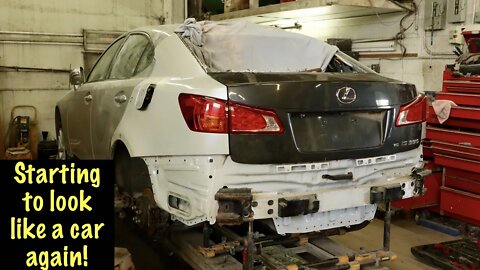 Fitting the used quarter, rail and body panel on the Lexus IS250