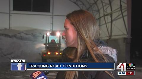 Road crews treat dusting of snow