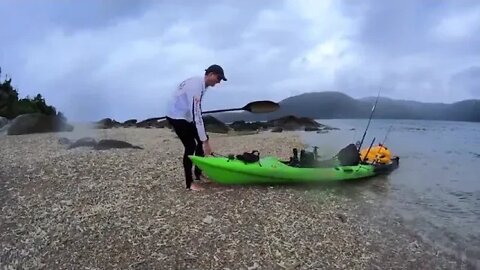 Solo Hootchie camping on mini island Kayaking Beach Shark fishing