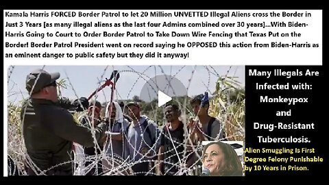 HARRIS FORCED Border Patrol to let 20 Million UNVETTED Illegals cross Border in 3 yrs