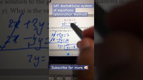 Solve system of equations using elimination method #youtubeshorts #satmath #mathtrick#youtube