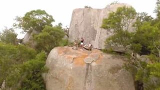 Fairytale-like proposal on top of a mountain