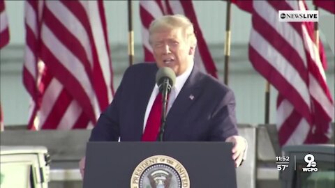 President Donald Trump addresses crowds at two Ohio stops