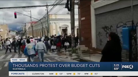 Protest break out over budget cuts in Guatemala