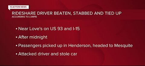 Rideshare driver beaten, stabbed, and tied up