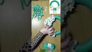 Dollar Tree Yarn Spring Wreath Hydrangeas Flowers DIY Tutorial