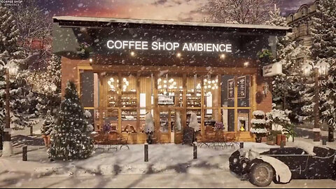 Christmas Coffee shop Ambience with wonderful old time backdrop.