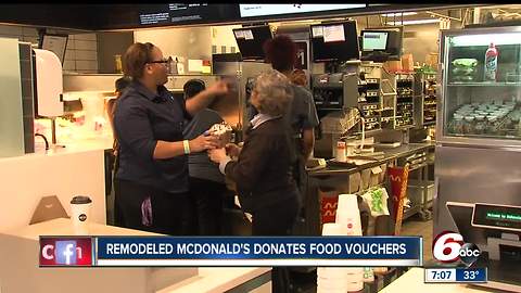 Remodeled McDonald's donates food vouchers to IMPD in honors of Deputy Chief James Waters