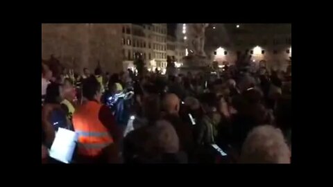 Italy - Florence Night Time Protest Brings Full Orchestra