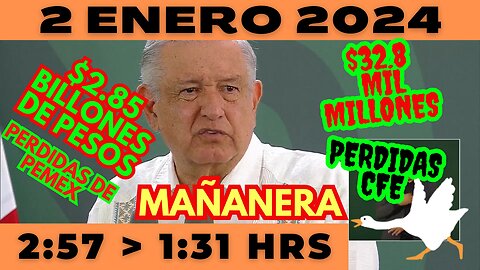 💩🐣👶 AMLITO | Mañanera *Martes 02 de enero 2024* | El gansito veloz 2:57 a 1:31.