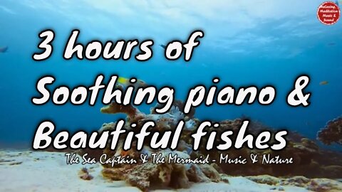 Soothing music with piano and water bubbles sound for 3 hours, music for mind and body