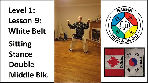 Baehr Taekwondo: 01-09: White Belt: Sitting Stance - Double Middle Block