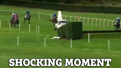 Horse Racing Chaos in France as a Car Parked ON THE TRACK, Jockeys to Swerve Just Before a Fence