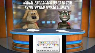 Jornal engraçado do gato tom: Tensão aumenta! [Frases e Poemas]