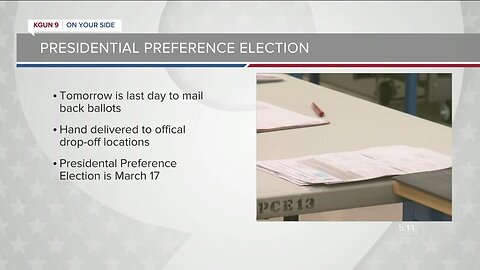 Deadline to mail-in early ballots for Arizona presidential preference election is Wednesday