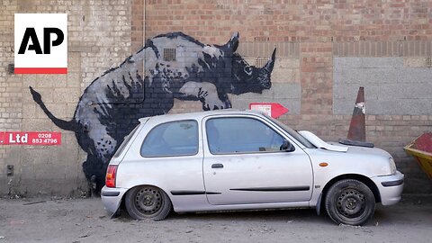 Banksy unveils new rhino art in an animal-themed collection that has popped up across London