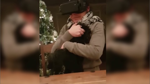 Mom Tries Virtual Reality For First Time; She So Frightened, She Grabs Dog At Wrong End