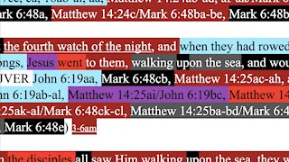 277. Part 1 of Jesus walking on water. Matthew 14:25-26, Mark 6:48-49, John 6:19