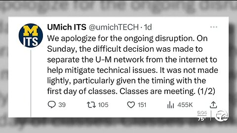 University of Michigan 'working around the clock' to restore internet to campus community