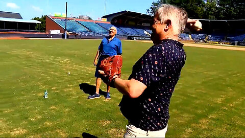 August 22, 2024 - WLOS' Stan Pamfilis & Ken Owen Catch Up (Literally) at McCormick Field