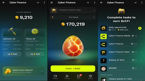 Cyber Finance | Claim Your $xCFI Now , Upgrade Your Hammer And Earn More | Telegram Crypto Bot