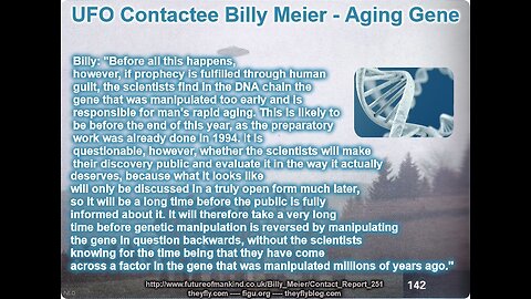 Billy Meier UFO Contact Reports - QA ET Manipulation of Aging Gene