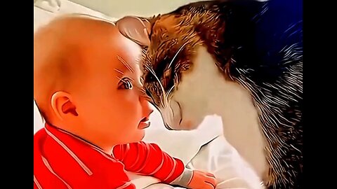 Baby with cat.. it'sa cute things