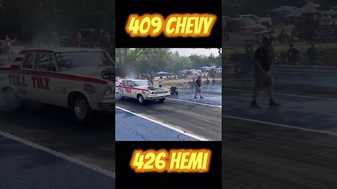 409 Chevy and 426 Hemi Super Stock Burnouts! #shorts #car #carracing #automobile