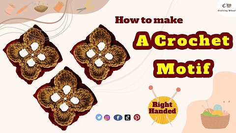 How to make a crochet square motif with two layers ( Right - Handed ) - With the pattern