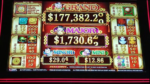 BIG WIN and FREE GAMES on 88 Fortunes Slot Machine at the Casino!!