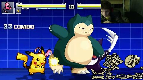 Pokemon Characters (Pikachu, Gengar, Snorlax, And Mew) VS Spooky Bones The Skeleton In A Battle