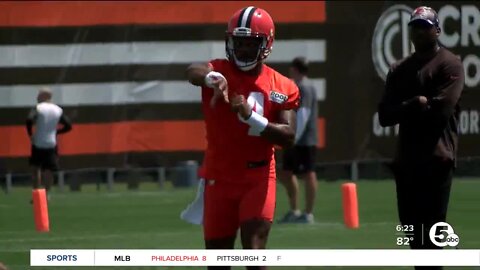 Browns wearing Guardian Caps during training camp