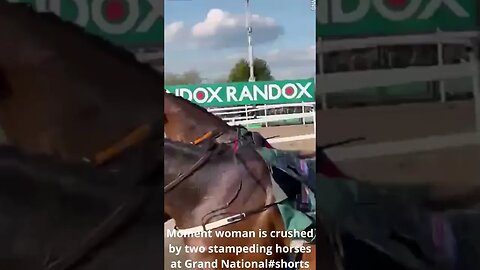 Moment woman is crushed by two stampeding horses at Grand National #shorts