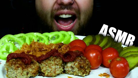 ASMR RICE CUTLETS + STEWED CABBAGE + FRESH TOMATOES + PEPPER EATING SOUND (NO TALKING) 🎧 BEST SOUND