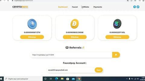 ganhe ETH,SOL e DOGE via faucetpay