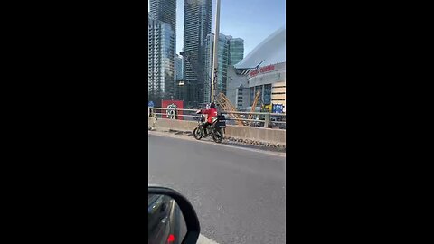 Uber Eats Driver On Highway In Toronto