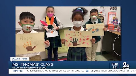 Happy Thanksgiving from students at Ms. Thomas' class at St. John's Parish Day School