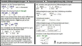 Partielle Differentialgleichungen ► Separationsansatz ► Transportgleichung lösen