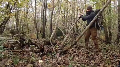 3 Days Camp: Fireplace, Primitive Shelter Build with Hand Tools, Wild Camping, Survival