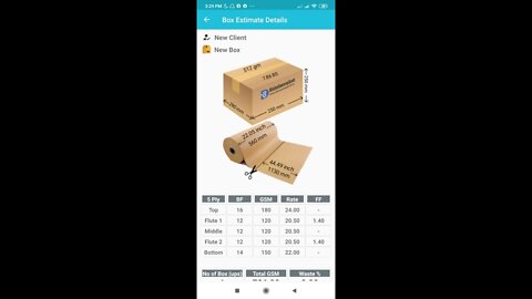 Corrugated Box Costing Mobile App