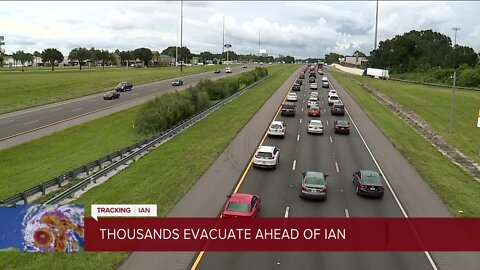 Reporter Rochelle Alleyne in Seffner | With more mandatory evacuations in place, Tuesday gas stations are packed and the I-4 is a parking lot, with thousands looking to leave the Bay area.