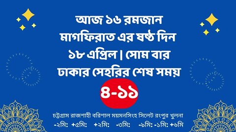 Today 18 April sahari time | আজকের সেহরির শেষ সময় ২০২২ | আজকের সেহরি | ajker sehorir sesh shomy