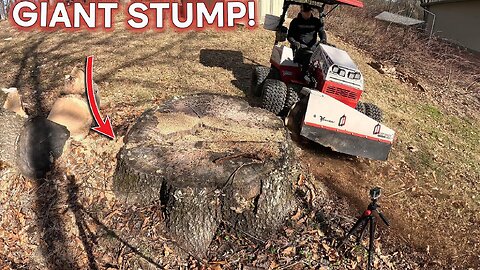 Grinding Out A Giant Stump! || Ventrac Stump Grinder