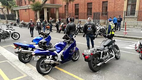 SOUTH AFRICA - Cape Town - Biker gather outside Court following the murder of Zelda Van Niekerk (Cell pic including video) (Epr)