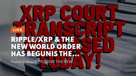 RIPPLE/XRP & THE NEW WORLD ORDER HAS BEGUNIS THE BOTTOM FINALLY IN?BINANCE ABOUT TO GET...