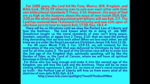 James 3, Heb. 11. The Lord has restored New Testament Christianity and now calls upon all with ears to hear to repent