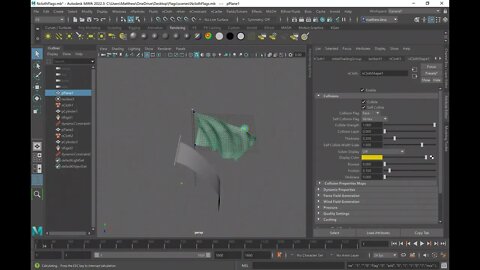 Creating a cache for nCloth Sim in Maya 2022