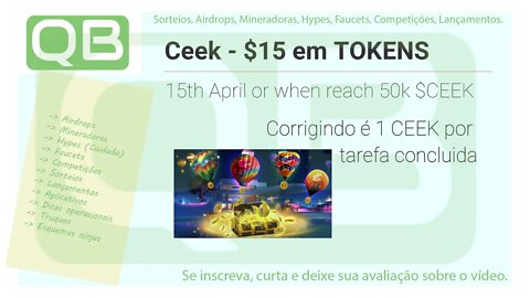 Airdrop - Bot telegram - Creek - 1 Creek por tarefa